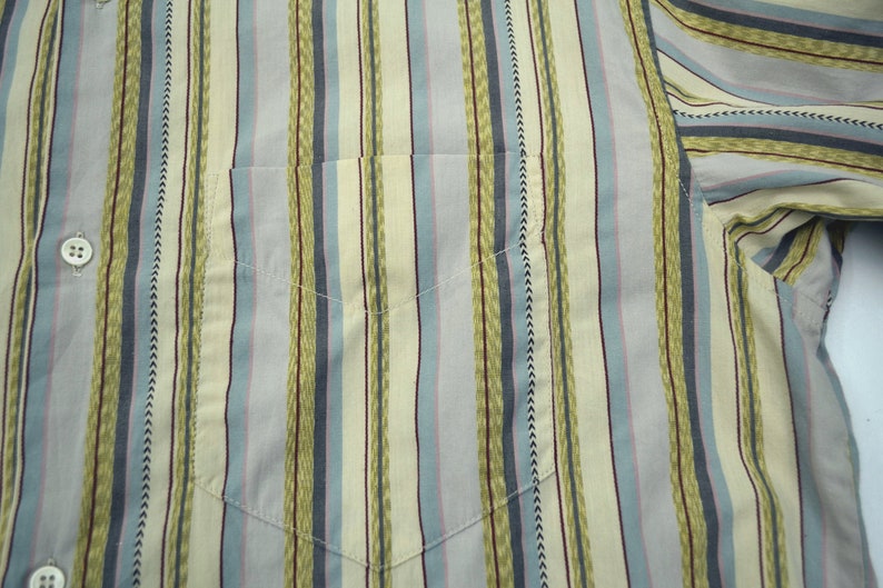 Benetton Shirt Men Size S 90 Benetton Button Down Shirt Vintage Multicolor Stripe Shirt Made in Italy
