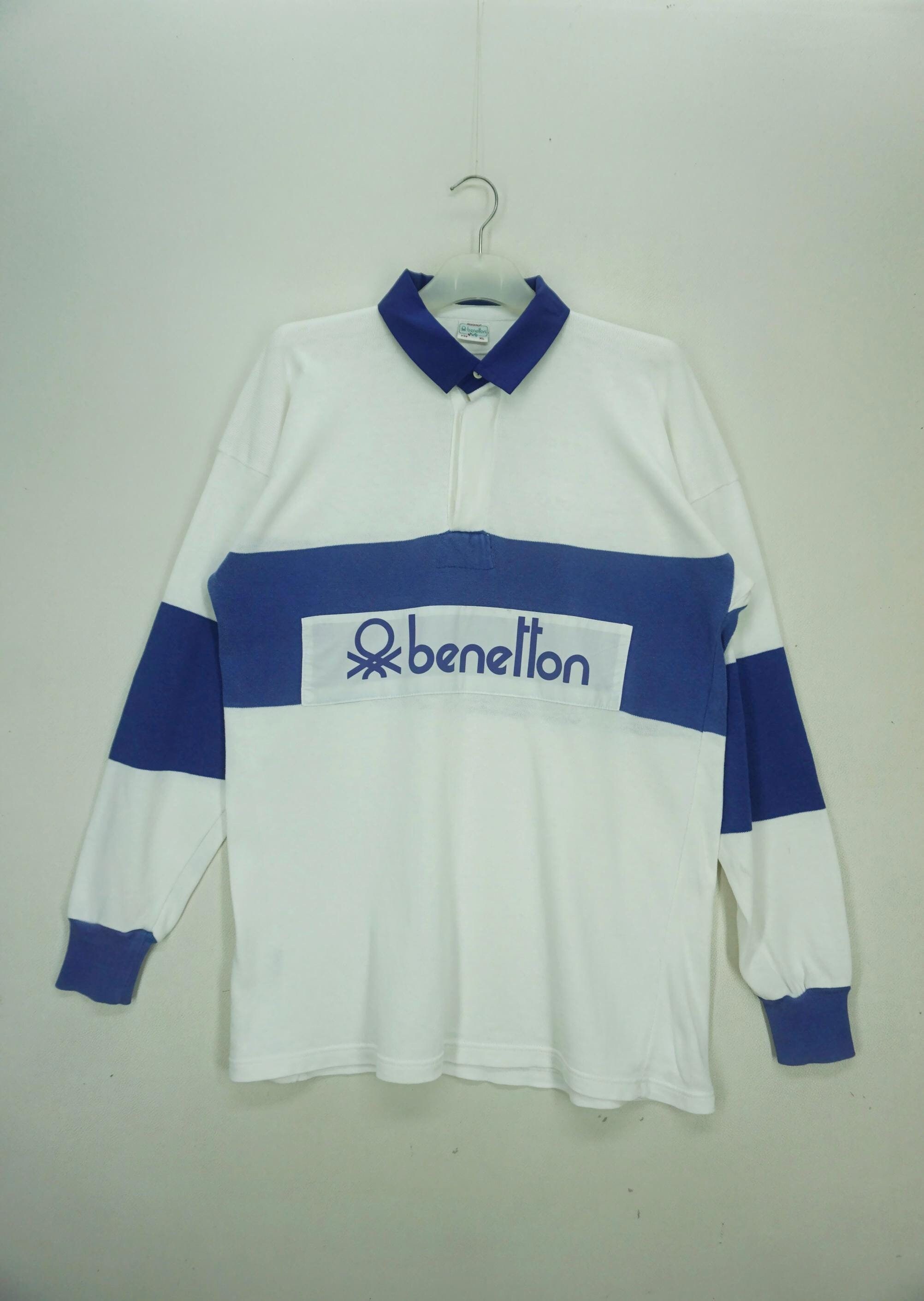 Benetton Vintage Rugby Shirt Size XL Long Sleeve Polo Shirt