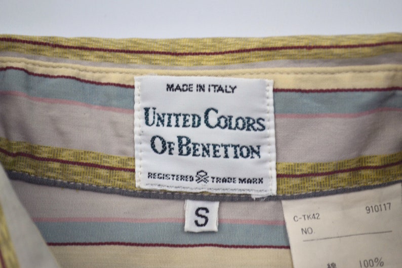 Benetton Shirt Men Size S 90 Benetton Button Down Shirt Vintage Multicolor Stripe Shirt Made in Italy