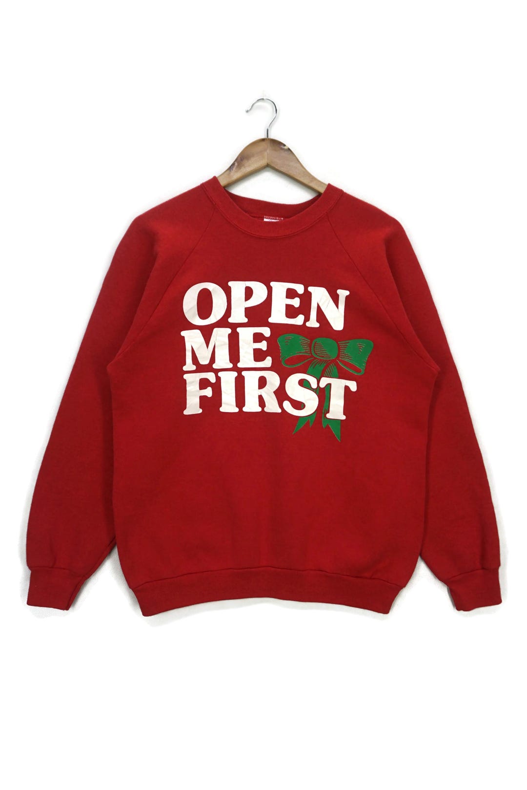 Open Me First Vintage Sweatshirt 'open Me First' - 90s Fruit of the Loom, Size L - Etsy