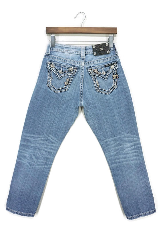 Miss Me Jeans Boyfriend Capri Stud Embellished Cropped Denim Size