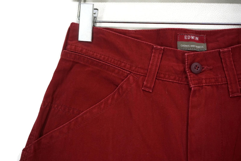 Pantalones Edwin talla W28xL33 ropa de trabajo japonesa de talle alto, chinos de carpintero, color caqui imagen 4