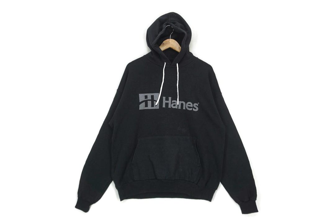 Vintage Hanes Hoodie Size XL Activewear Spellout Poly-cotton