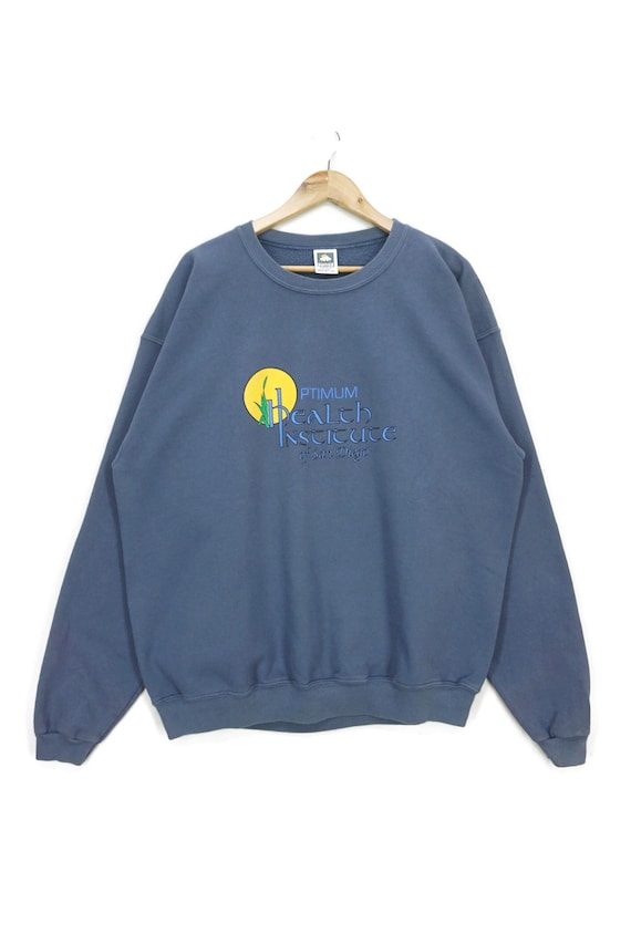 Vintage San Diego Sweatshirt Optimum Health Institute Pullover Cotton Deluxe Fleece Jumper Size XL