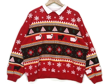 ま*☆様 SPUMONI BY FRANKO くまさんスウェット USA製 80 Spumoni by Franko Spectravest Vintage Christmas Sheeps Sweatshirt