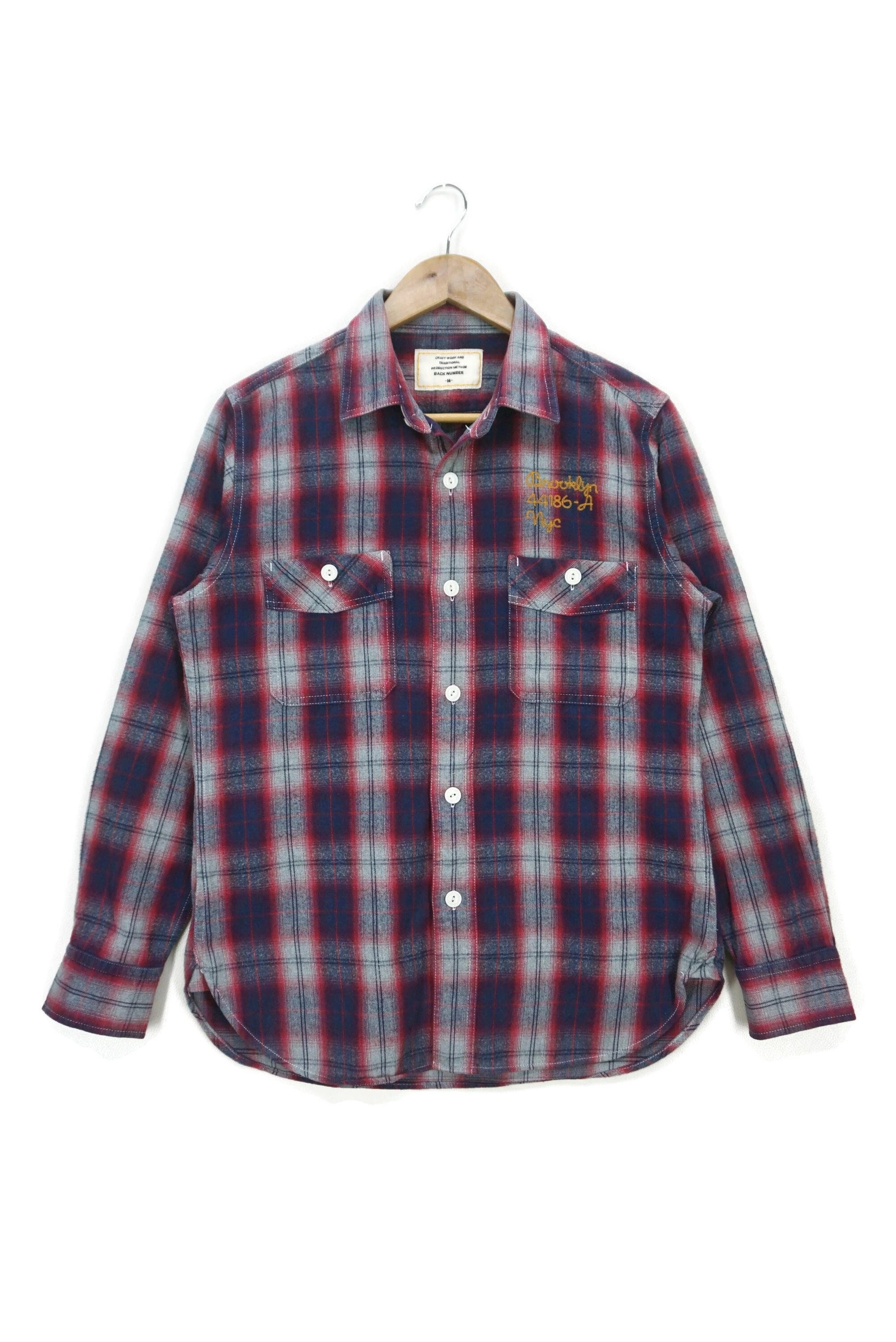 Back Number Shirt Japanese Plaid Button Down Flannel Size S - Etsy