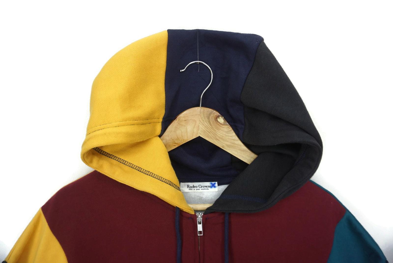 Rodeo Crowns Baggy Hoodie Japanese Colorblock Oversize Pullover