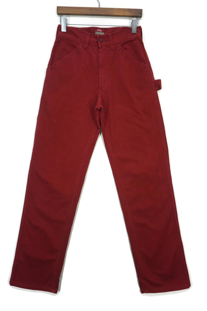 Pantalones Edwin talla W28xL33 ropa de trabajo japonesa de talle alto, chinos de carpintero, color caqui imagen 2