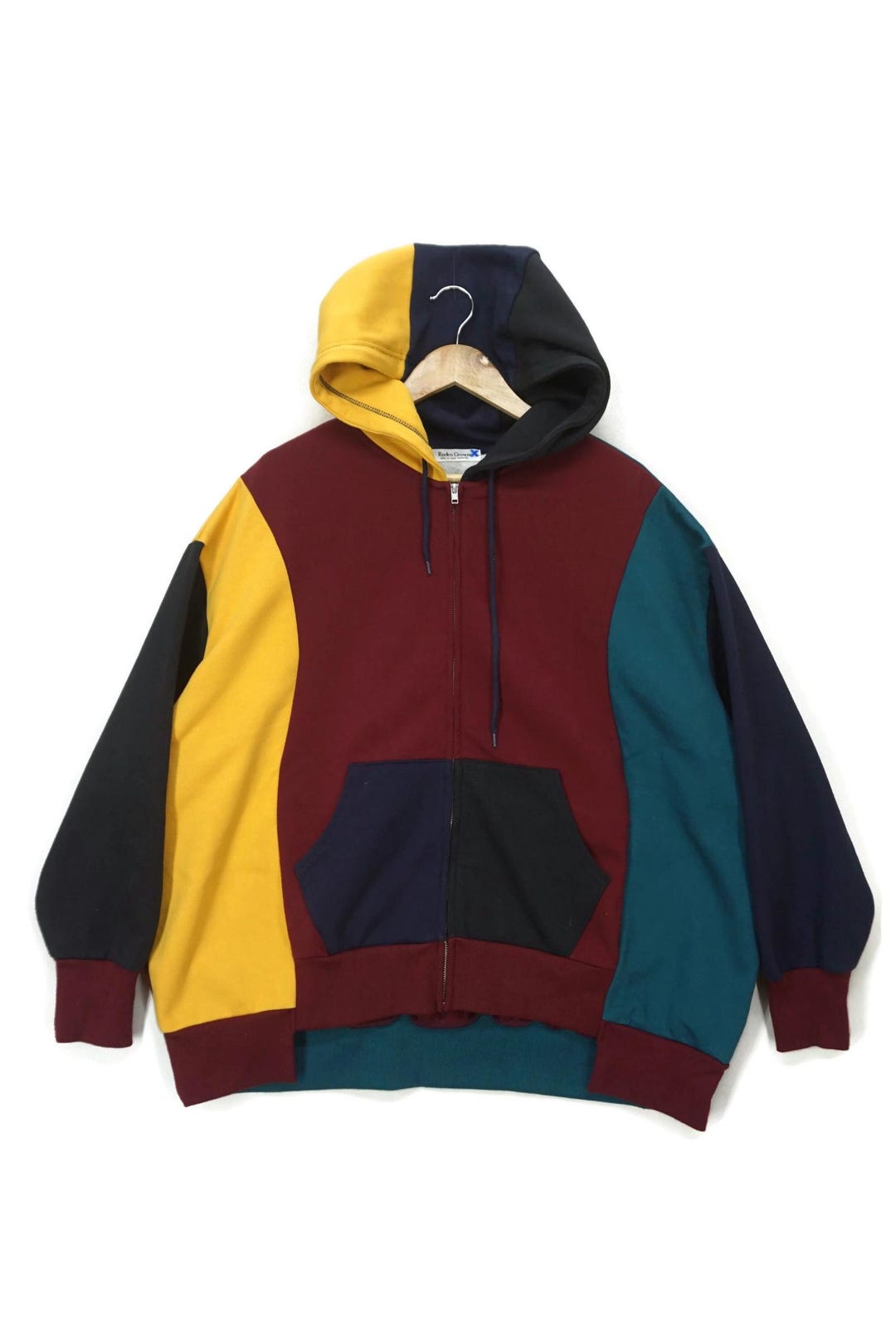 Rodeo Crowns Baggy Hoodie Japanese Colorblock Oversize Pullover