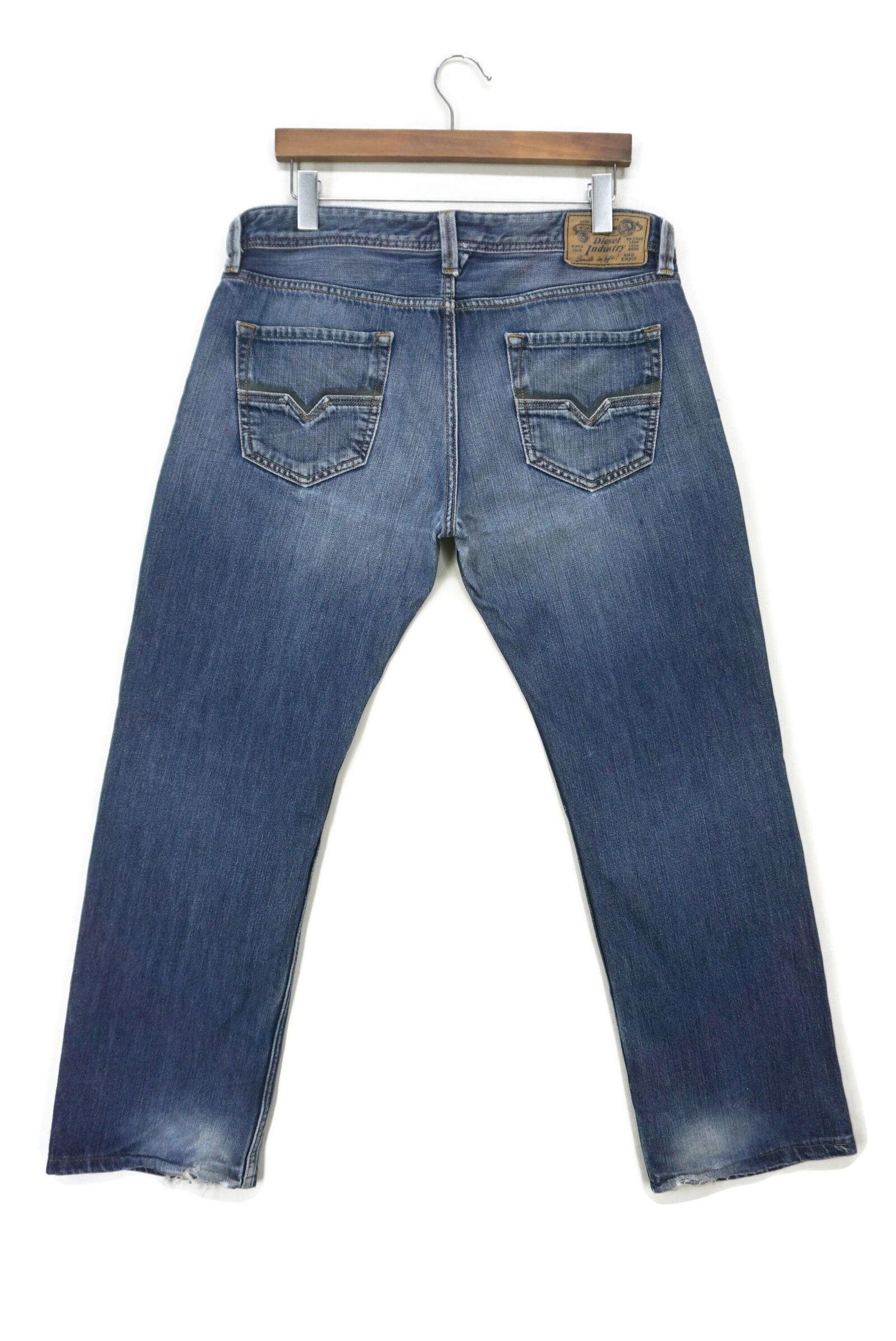 Buy Diesel Larkee Jeans: Low Rise Straight Leg Distressed Denim
