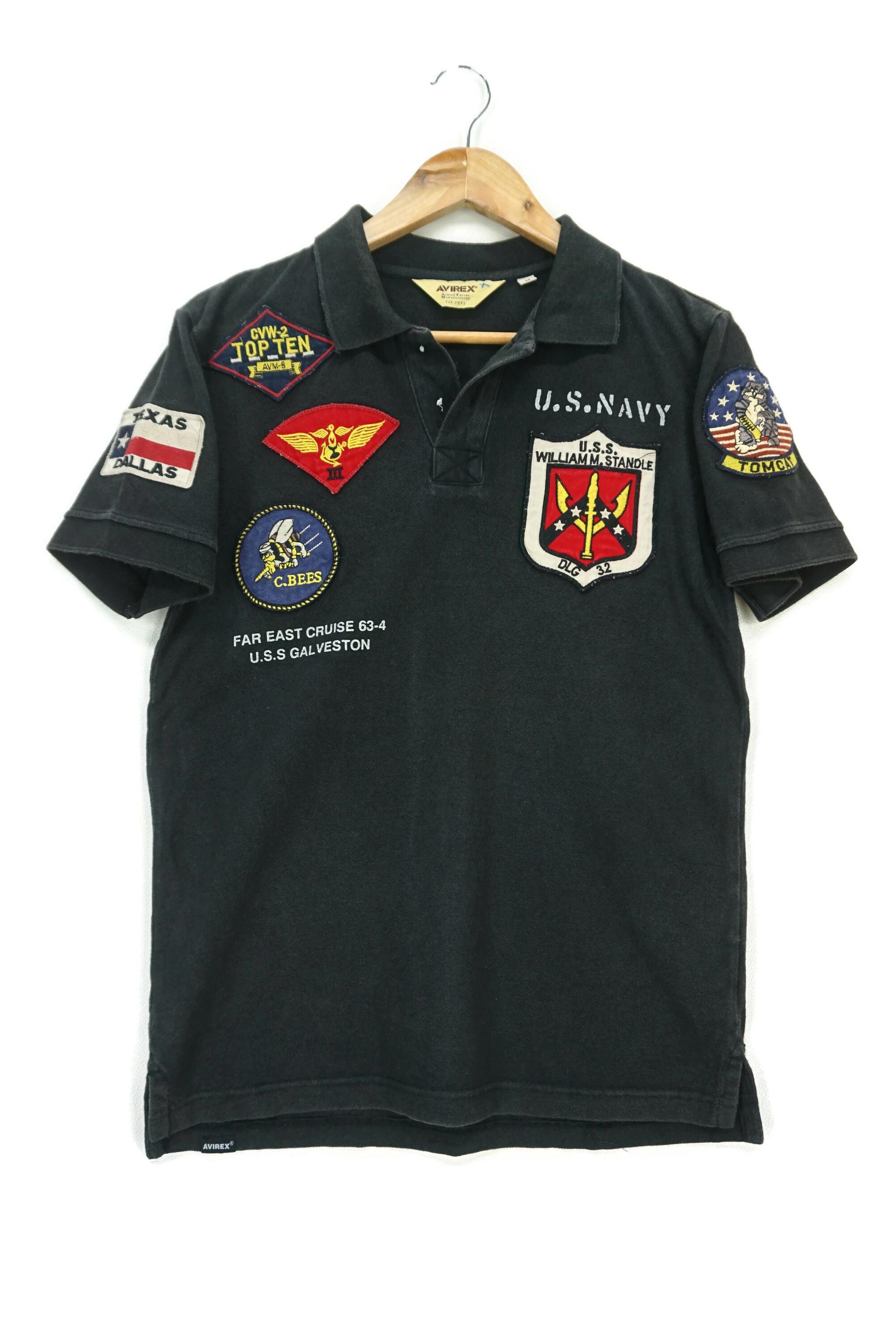 Avirex Polo Shirt Size M Vintage US Navy Patches - Etsy