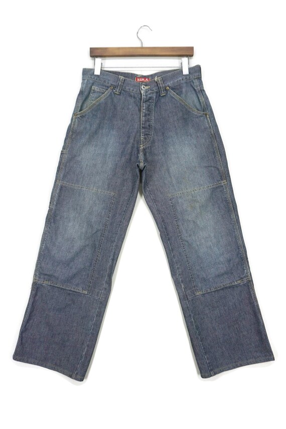 Replay Jeans Size 31 Fit W32 L28.5 Double Knee Ankle Carpenter