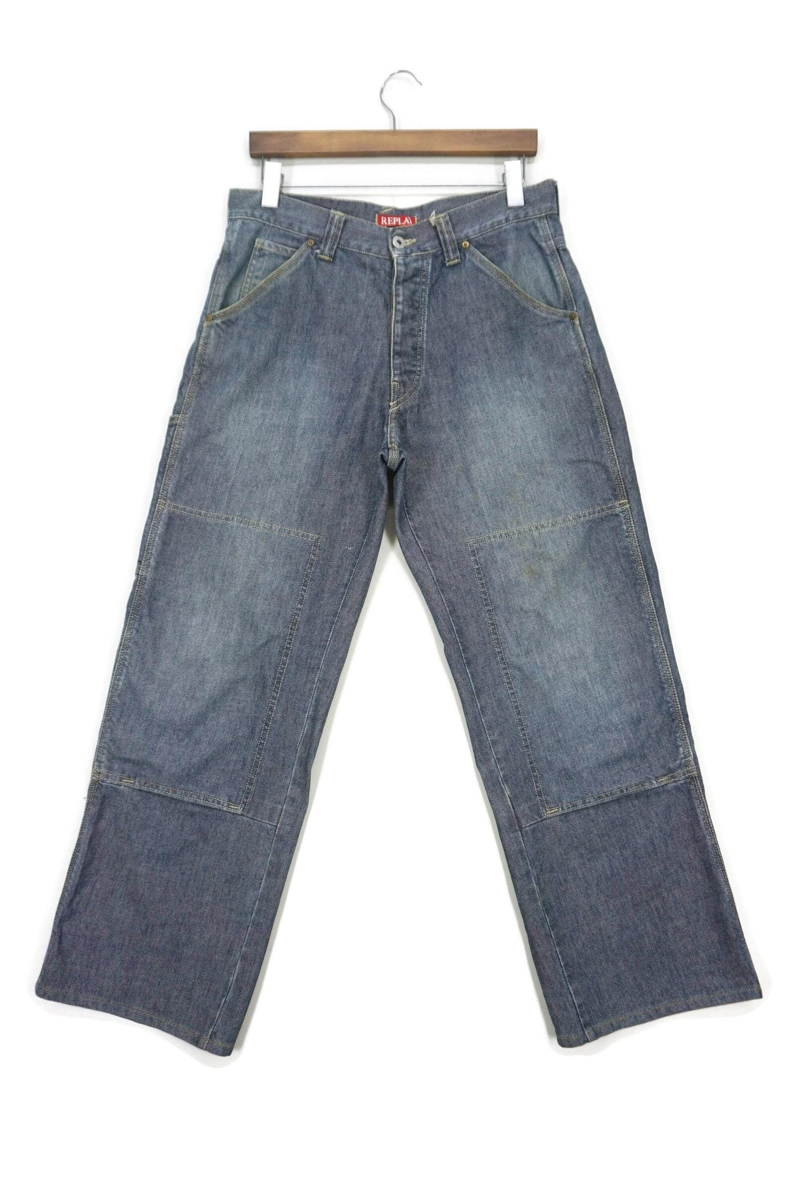 Replay Jeans Size 31 Fit W32 L28.5 Double Knee Ankle Carpenter