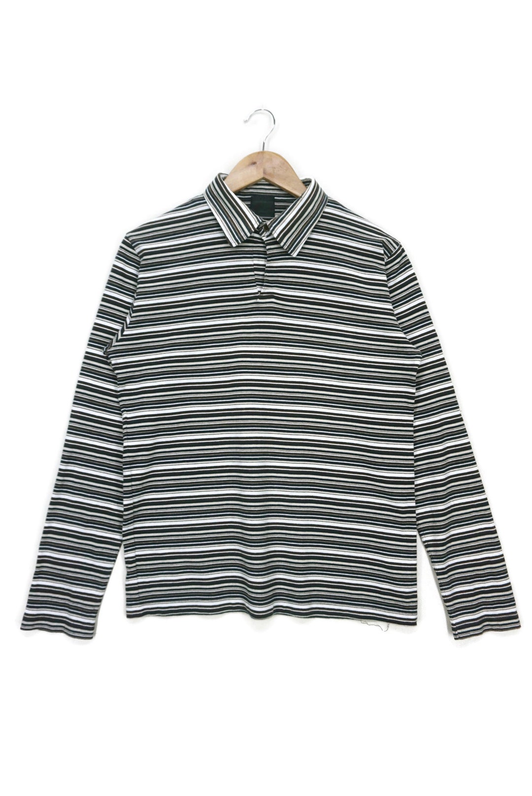 Tomorrowland Polo Shirt Made in Japan Striped Long Sleeve Size Fits S