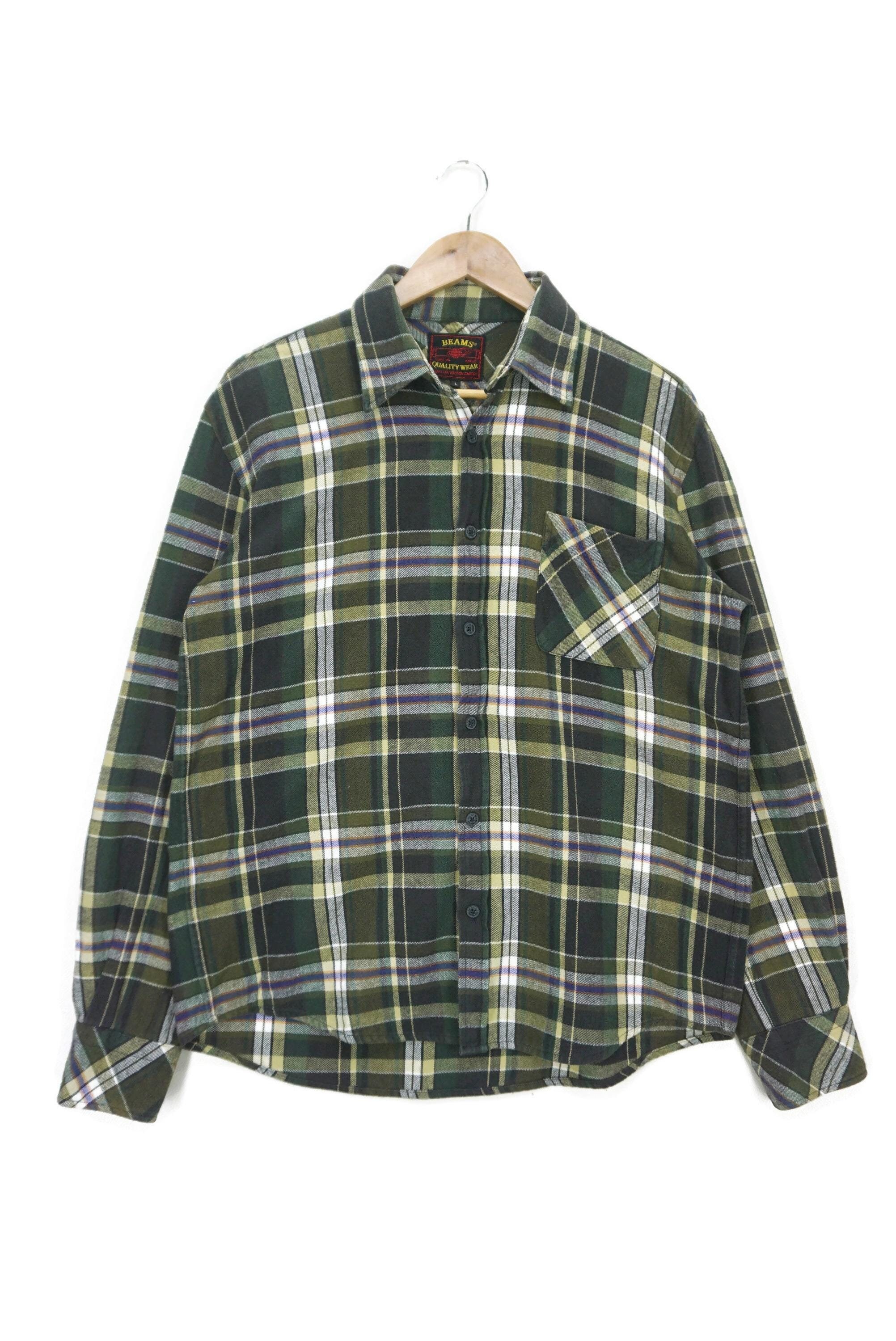 BEAMS Flannel Japanese Button up Plaid Shirt Size M - Etsy