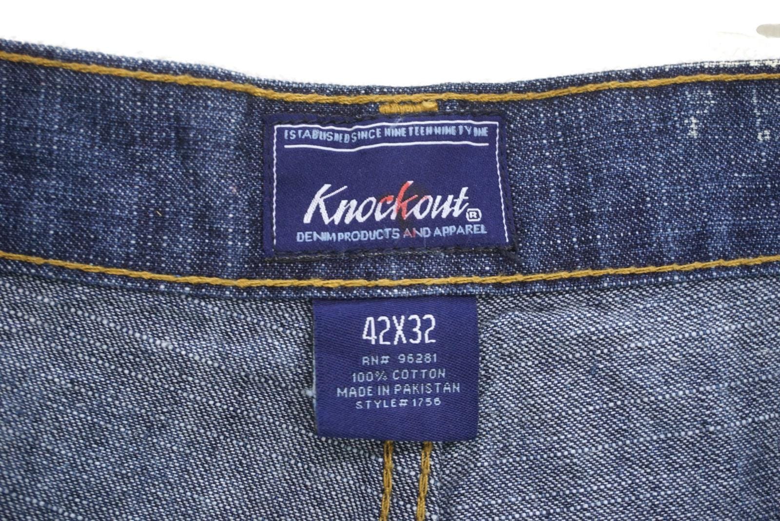 Knockout Jeans Baggy Hip Hop Skateboards Embellished Denim Size 42 