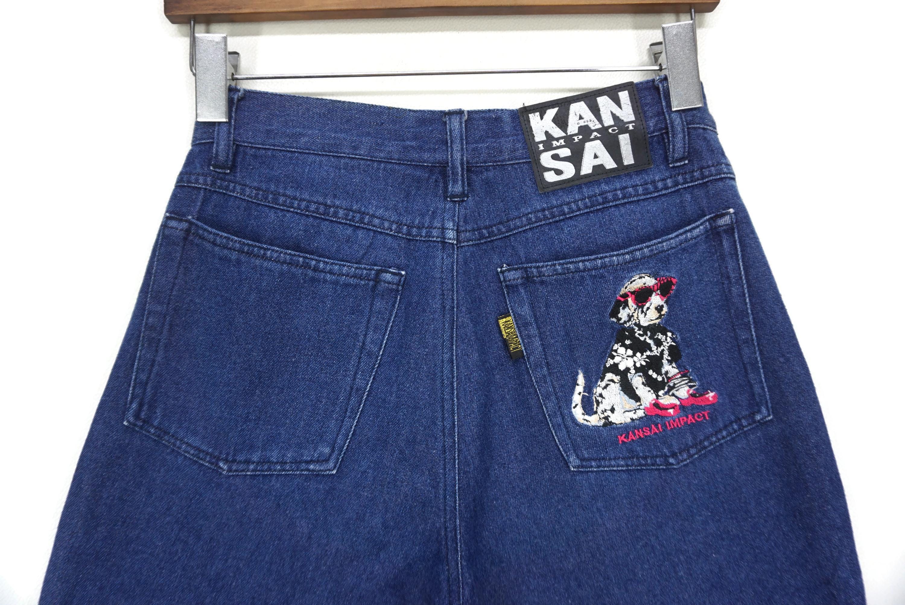 Vintage Kansai Yamamoto Jeans Kansai Impact Dog Embroidered 