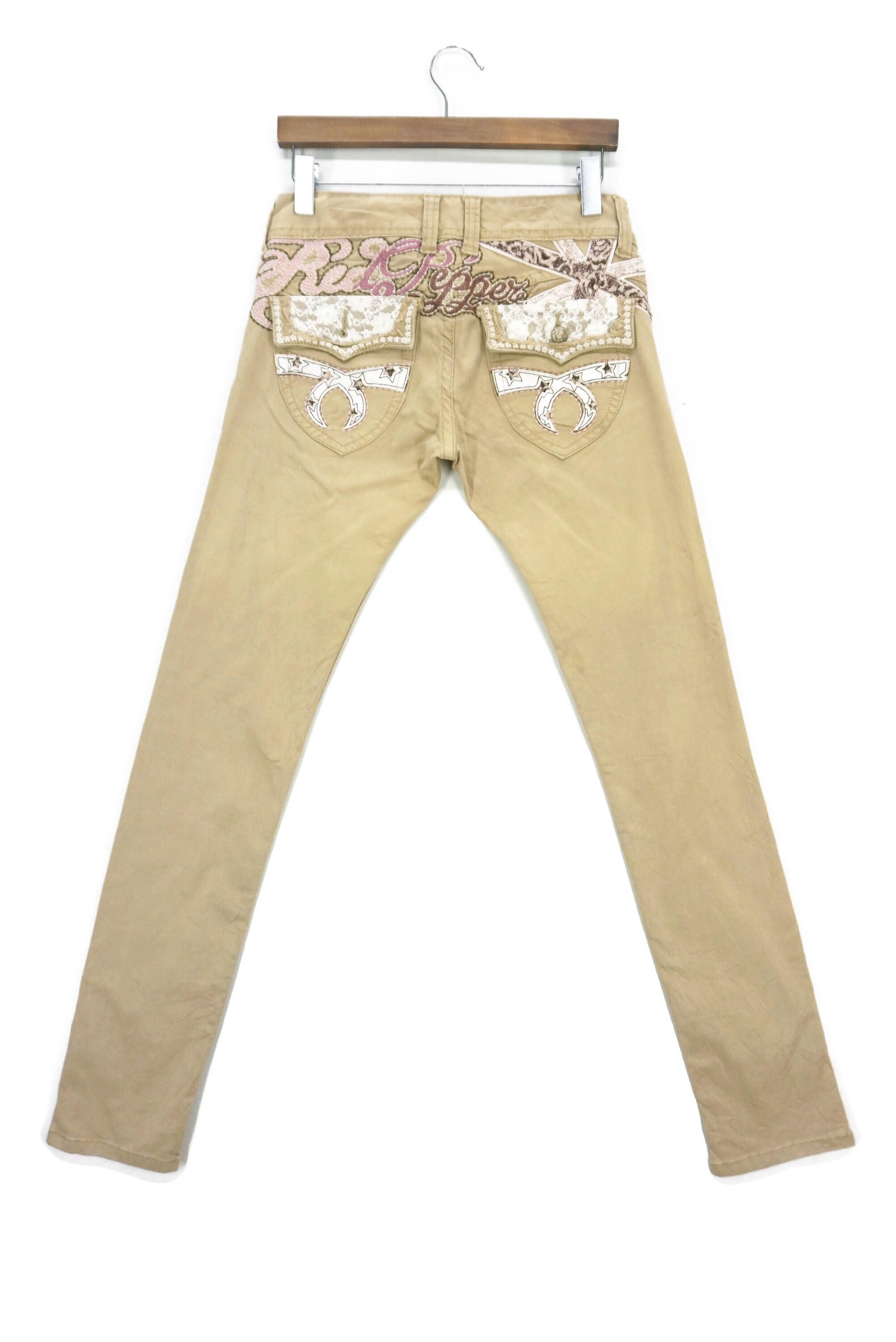 Red Pepper Jeans Japanese Low Rise Skinny Denim Embroidered