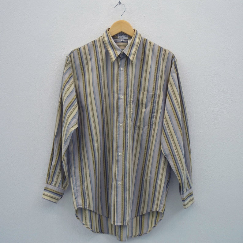 Benetton Shirt Men Size S 90 Benetton Button Down Shirt Vintage Multicolor Stripe Shirt Made in Italy