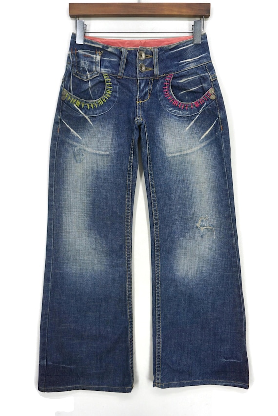 Embroidered Flare Jeans: Red Pepper Japan Denim (W26 L28.5