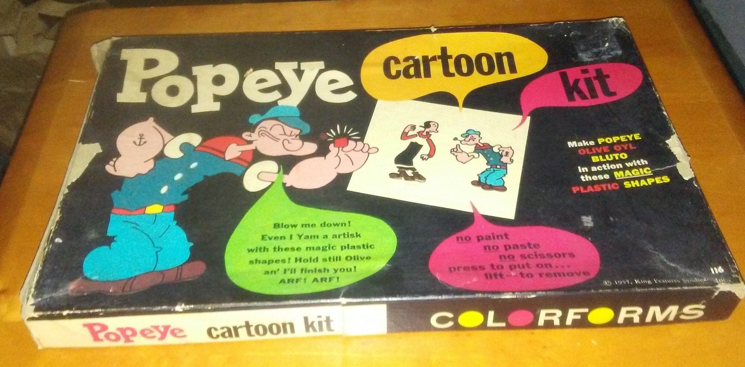 POPEYE Colorforms Set vintage 1957 Popeye Cartoon Kit King Etsy