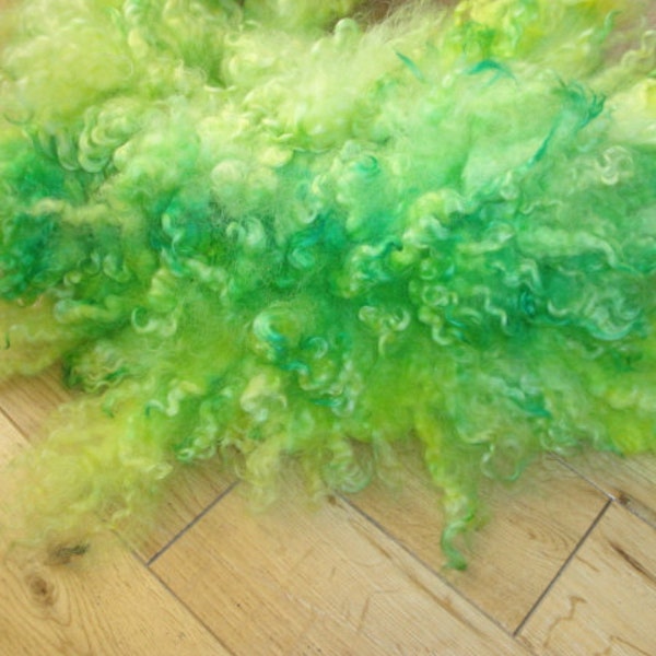 SALE! Photo Prop 100% Hand Felted, Hand Dyed Grass and Lime Green Curly Wool Felt Layer, Basket Stuffer, Felt Rug