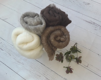 Newborn Photo Prop, Soft, Delicate Wool Fluff, Basket Stuffer, Filler, Pure Wool, available in Different Natural Colours, RTS