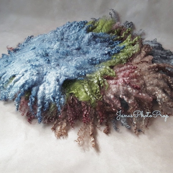 5 Colours, Newborn Photo Prop, Hand Felted, Wool Felt Layer with some Curls around the Edge, Basket Stuffer, Made To Order