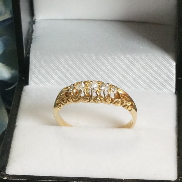 Vintage 0.25ct Old Cut Diamond 18Carat Yellow Gold Eternity Ring, Fashion Ring