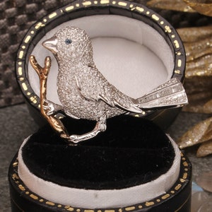 925 Sterling Silver Gold Plated Birds Couple Textured Branch