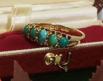 Antique 1919 Turquoise 18K Yellow Gold Eternity Band