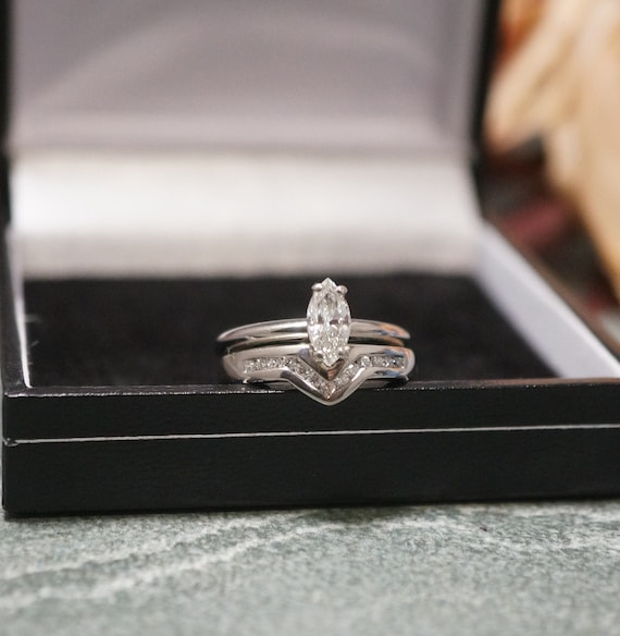 Diamond Bridal Set Palladium Solitaire 0.60carat Band Engagement Ring Fashion Ring Etsy