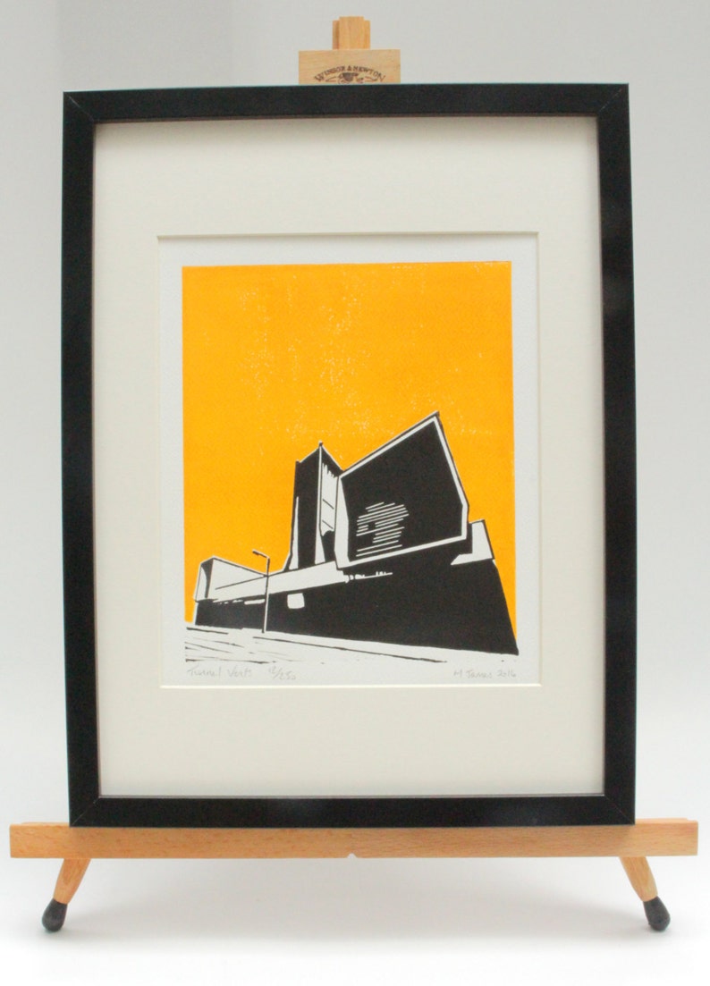 Liverpool print Hand Printed Linocut Kingsway Tunnel Vents Etsy