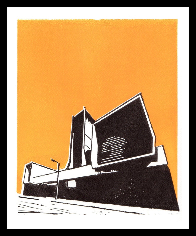 Liverpool print Hand Printed Linocut Kingsway Tunnel Vents Etsy