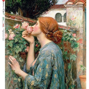 Paper Designs John William Waterhouse, Soul of the Rose, A3  and A2 Sizes, Decoupage, Rice Paper, Vintage Rose, Classic Romance, Fine Art