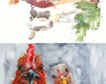 Roycycled Farm Animals 21" x 29" Decoupage Tissue Paper, Furniture upcycle, Tissue Paper, Farmhouse, Watercolor, Chickens