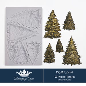 Decoupage Queen Winter Trees Form, Natur, Vintage, Tallar, Lufttorkande Lera, Harts