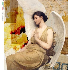 Paper Designs Side Pose Angel by Abbott Thayer, A4 Decoupage Paper, Decoupage Queen, vintage, fine art
