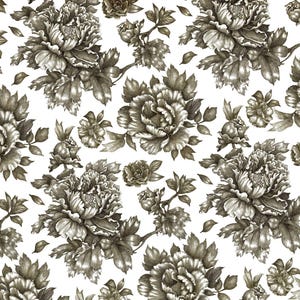 Papier de découpage floral à peindre 29 x 30 Roycycled, floral, arrière-plan, printemps, techniques mixtes, noir et blanc