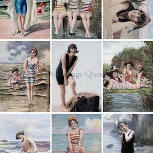 Decoupage Queen Seaside Minis A3 Papier de découpage, photos vintage, plage, cartes postales, galerie murale