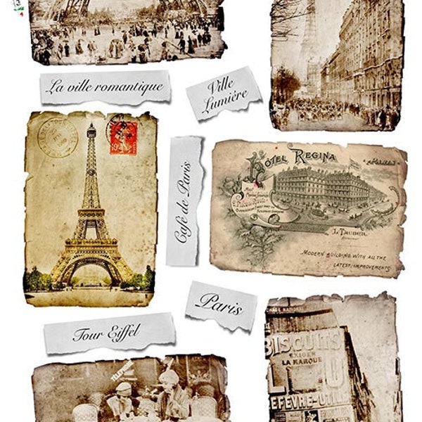 Paper Designs Old Photos A4 Decoupage Rice Paper, Decoupage, Rice Paper, Paris post cards, Vintage decor