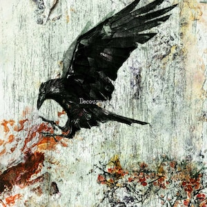 Decoupage Queen Andy Skinner Quoth the Raven A3 Decoupage Paper, Furniture upcycle, Rice Paper, Industrial decor