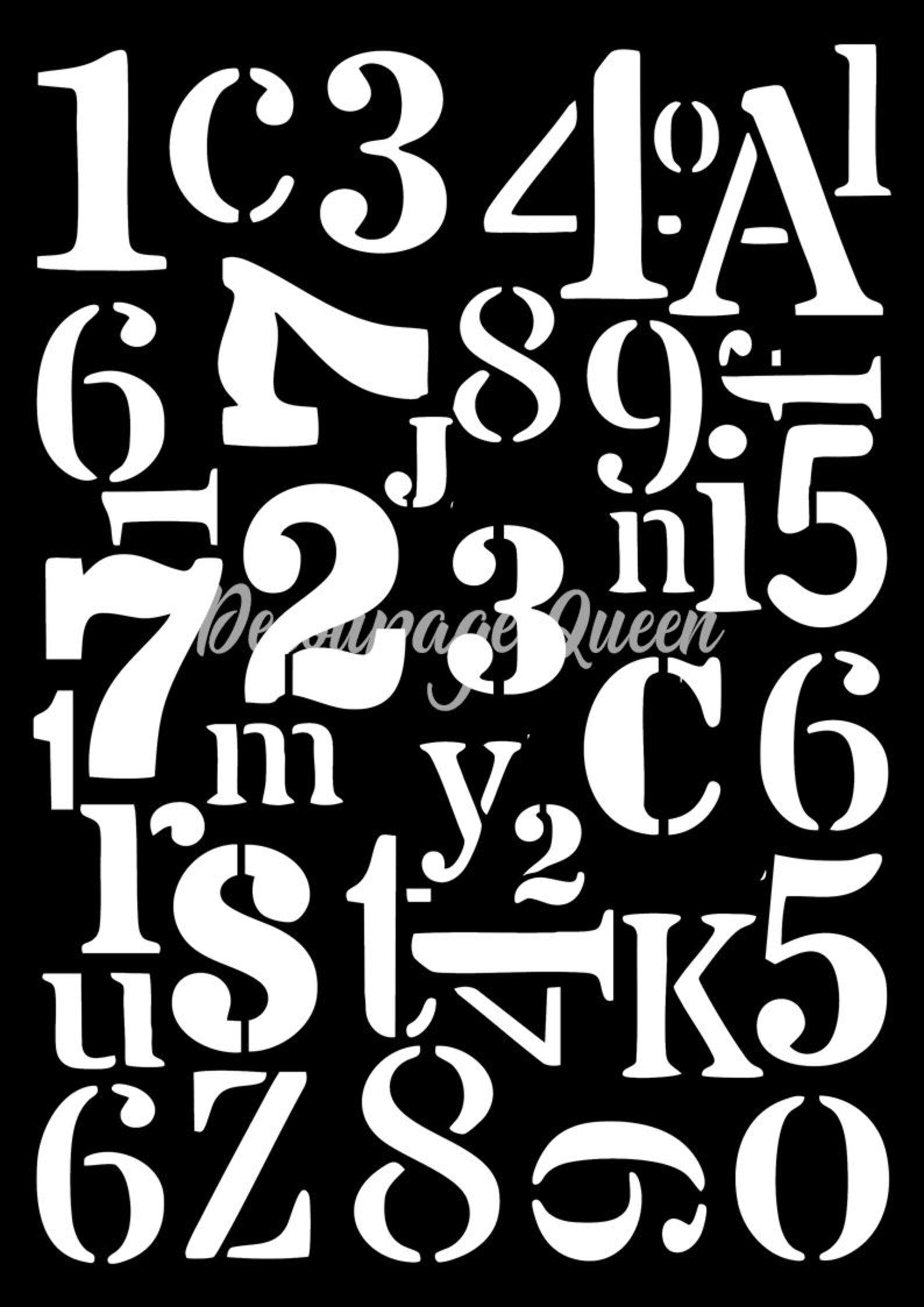 Queen Numbers Decoupage Queen Number Collage Stencil, 10 X 10, 10 Ml, Vintage, Paint ...