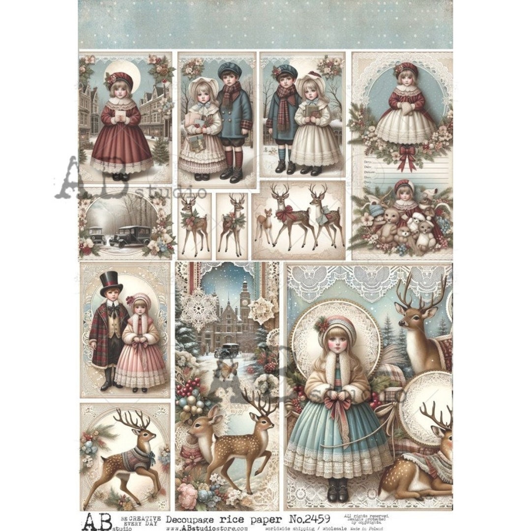 AB Studios Mini Scenes Christmas and Reindeer A4 (11.7 X 8.3) Decoupage ...