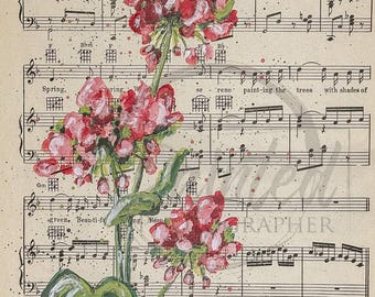 Connies Lines and Designs Geranie der Liebe A4 Decoupage Papier, Frühling, Floral, Mischtechnik, Reispapier