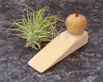 APPLE JAM DOORSTOP with turned Spalted Beech apple*Wooden doorstop*Door wedge*Unusual and useful*Home or office*Gift for wood lover