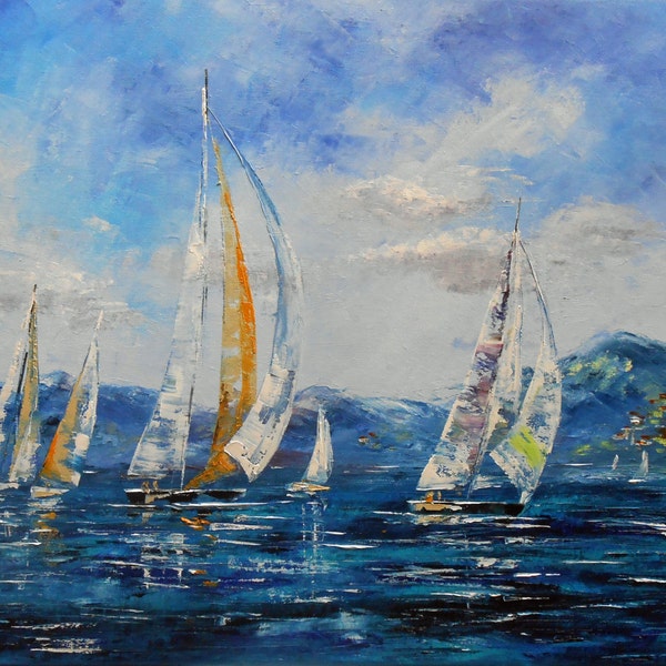 Painting " Regatta in the Gulf of Saint Tropez "