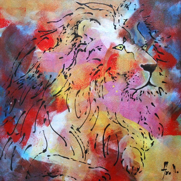 Painting " The Lion, king of the Jungle "