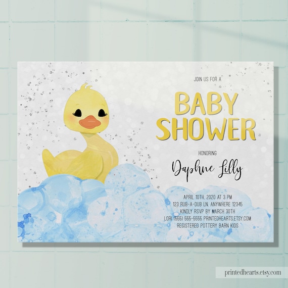 Duck Baby Shower Invitation Rubber Duck Cute Animal Baby Etsy
