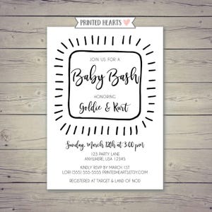 Abstract Black and White Baby Shower Invitation, Baby Bash Printable, Gender Neutral Baby Shower Invite